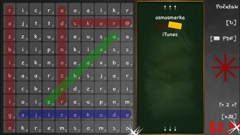 Osmosmerka: Solve Word Search Puzzles Using Serbian Latin and Cyrillic Alphabets screenshot
