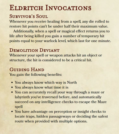 Warlock & Artificer Features: Additional Invocations & Infusions (D&D 5e) Image