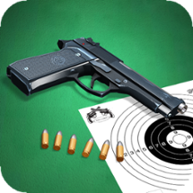 Pistol shooting at the target.  Weapon simulator. Image