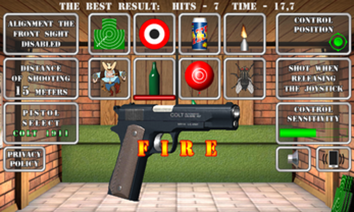 Pistol shooting at the target.  Weapon simulator. screenshot