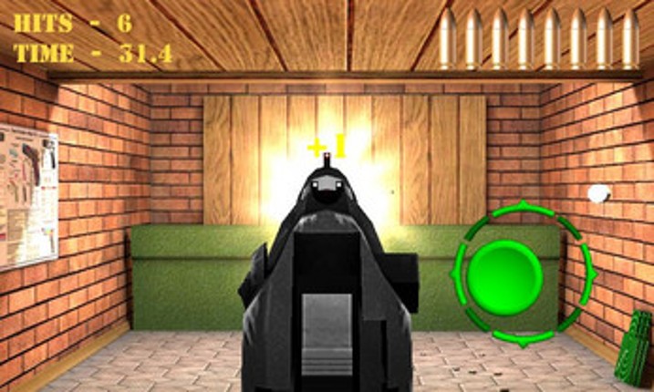Pistol shooting at the target.  Weapon simulator. Image