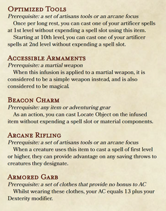 Warlock & Artificer Features: Additional Invocations & Infusions (D&D 5e) Image