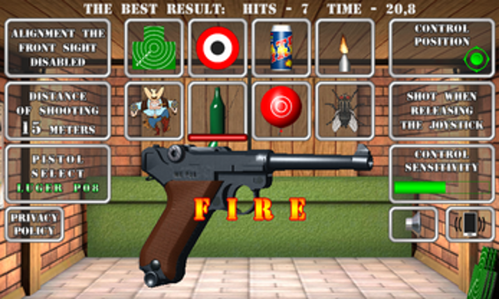 Pistol shooting at the target.  Weapon simulator. screenshot