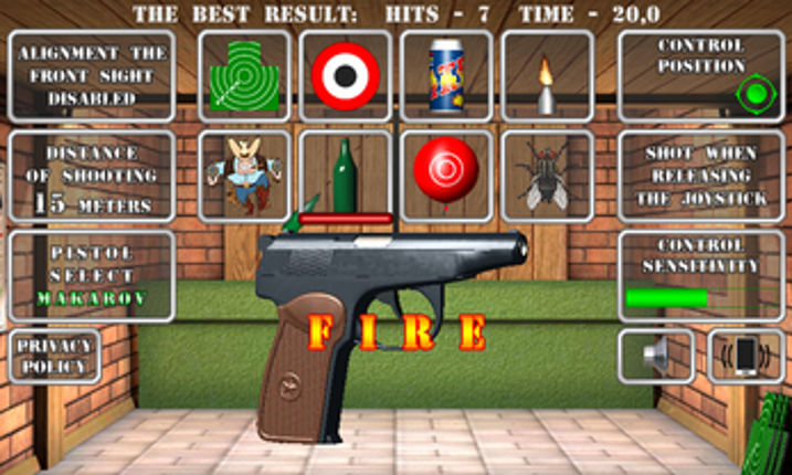 Pistol shooting at the target.  Weapon simulator. screenshot