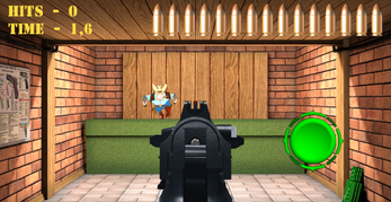 Pistol shooting at the target.  Weapon simulator. screenshot