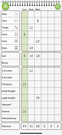 DICY, Scoresheet for YAHTZEE® Image