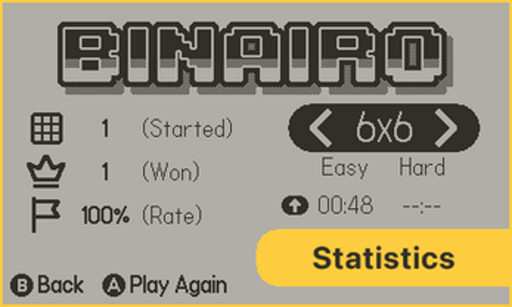 Binairo - Logic Puzzle (Playdate) screenshot