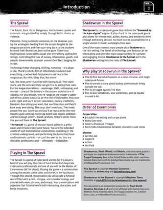 Player Handouts - Shadowrun in the Sprawl screenshot