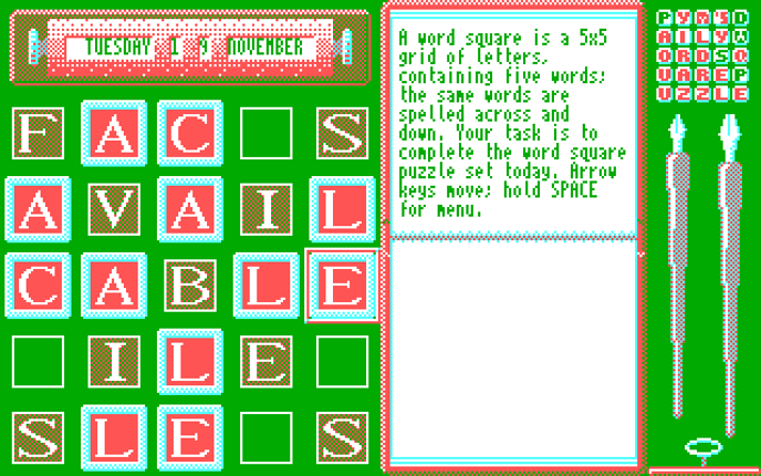 Pym's Daily Word Square Puzzle Image