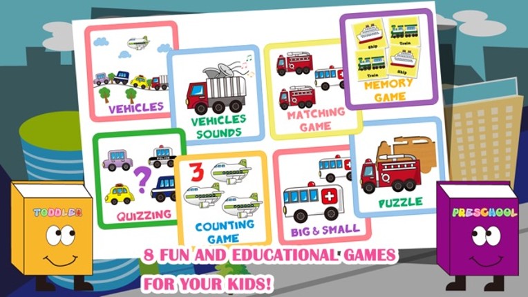Vehicles Toddler Preschool FREE - All in 1 Educational Puzzle Games for Kids screenshot