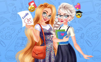 Elsa and Rapunzel Back To School Image