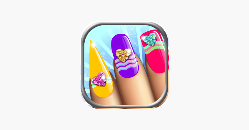 Manicure in Stylish Salon – Acrylic Nail Polish with Fancy Glow and Neon Design for Glamorous Girls Image