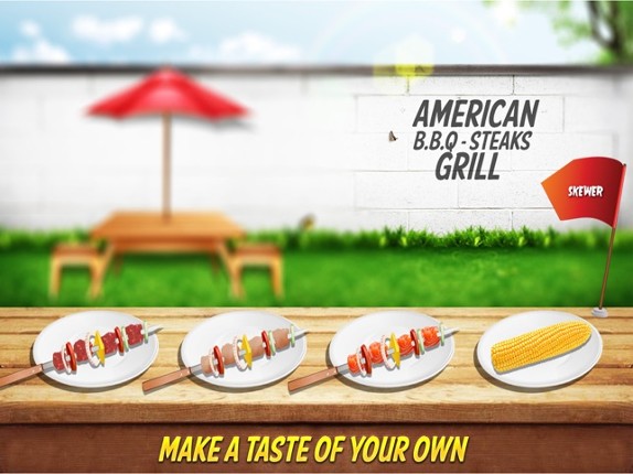 American BBQ steak &amp; skewers grill : Outdoor barbecue cooking simulator free game Image