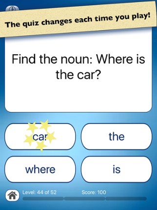 Nouns & Verbs Teaching Quiz screenshot