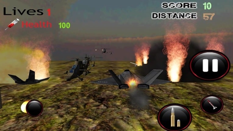 F16 هجوم طائرات هليكوبتر - قصف القوة الجوية للعدو مع طائرة مقاتلة Image