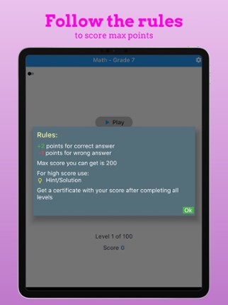 7th Grade Math Challenge screenshot
