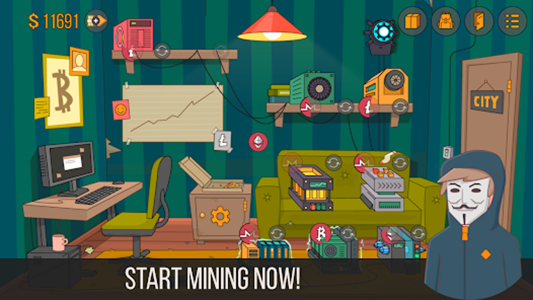 Bitcoin miner: Idle Simulator screenshot