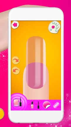 Manicure in Stylish Salon – Acrylic Nail Polish with Fancy Glow and Neon Design for Glamorous Girls Image