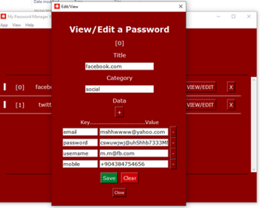 My Password Manager Desktop Application screenshot