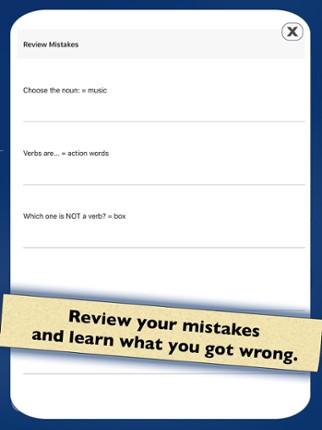 Nouns & Verbs Teaching Quiz screenshot