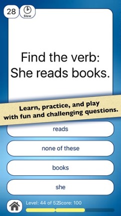 Nouns & Verbs Teaching Quiz screenshot