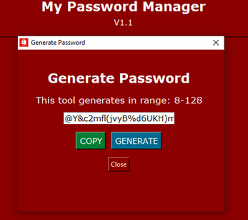 My Password Manager Desktop Application screenshot