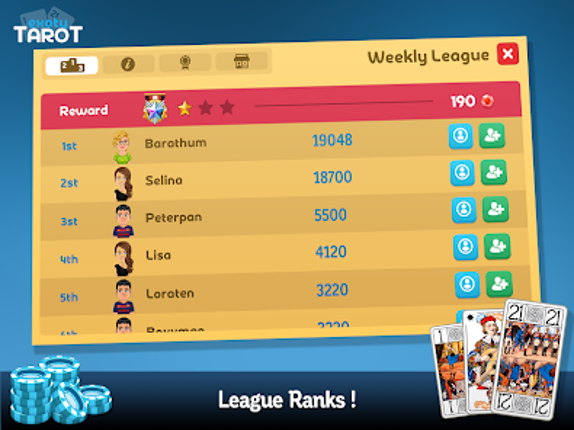 Exoty Tarot online at 3, 4, 5 screenshot