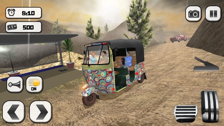 Off road tuk tuk auto rickshaw driving 3D simulator free 2016 - Take tourists to their destinations through hilly tracks screenshot