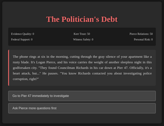 Dark City Detective - The Politican's Debt Image
