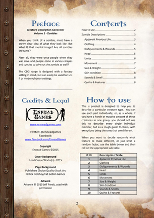 Creature Description Generator Volume 1 - Zombies Image