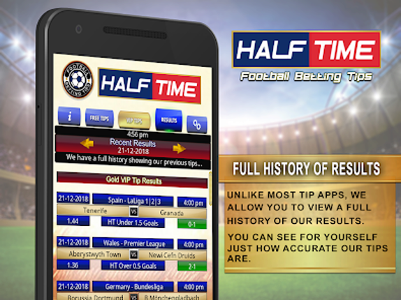 Half Time football betting tip screenshot