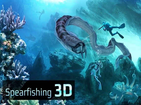Hunter underwater spearfishing 3D Image