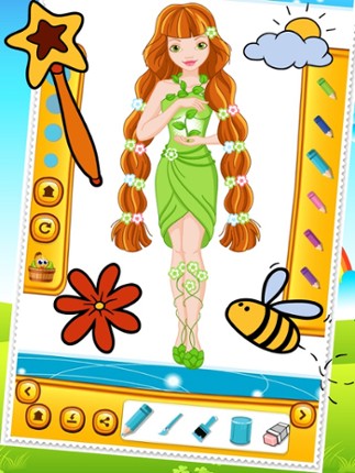 Beauty Fairy Princess Coloring Book Drawing for Kid Games Image