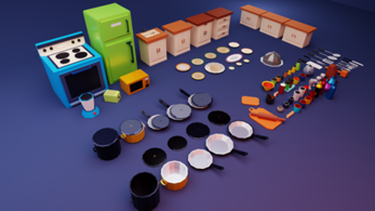 low poly kitchen 3D assets screenshot