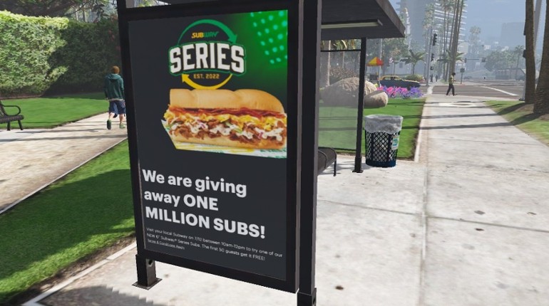 Bus Stop Ads (Fast Food) for GTA V (PC Only) Image