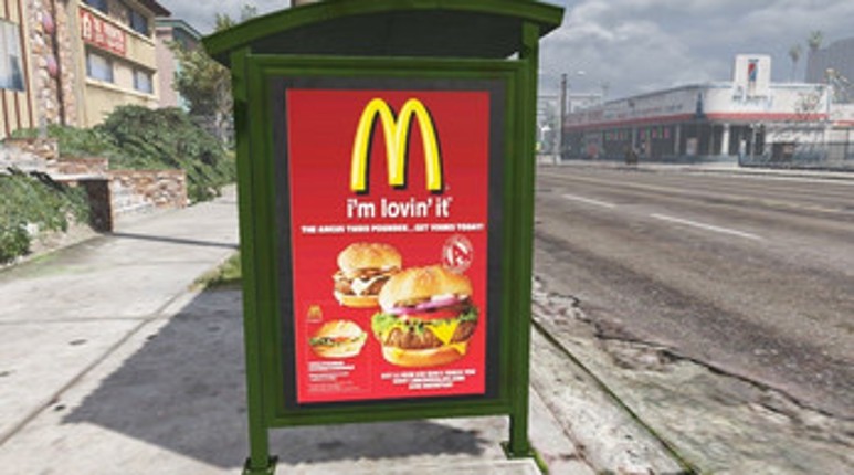 Bus Stop Ads (Fast Food) for GTA V (PC Only) Image