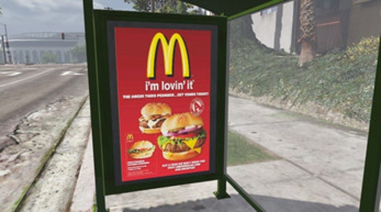 Bus Stop Ads (Fast Food) for GTA V (PC Only) screenshot
