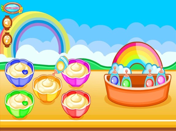 Cooking colorful cupcakes game screenshot