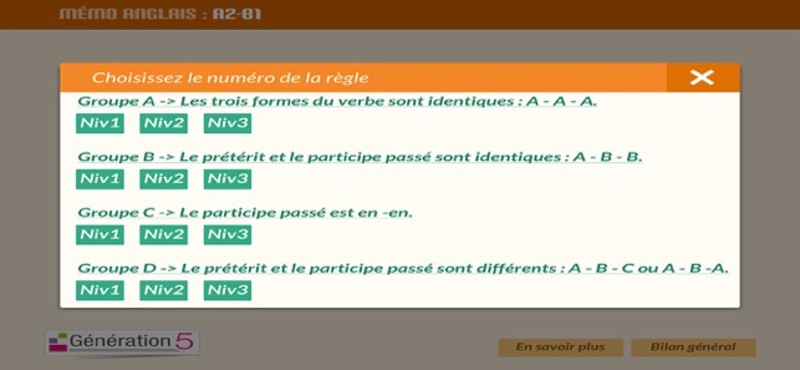 Mémo anglais A2-B1 screenshot