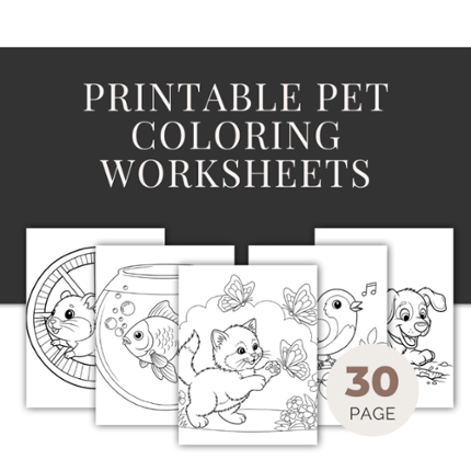 Printable Pet Coloring Worksheets for Toddlers | Ages 2–5 | Fun Learning PDF for Preschoolers Image