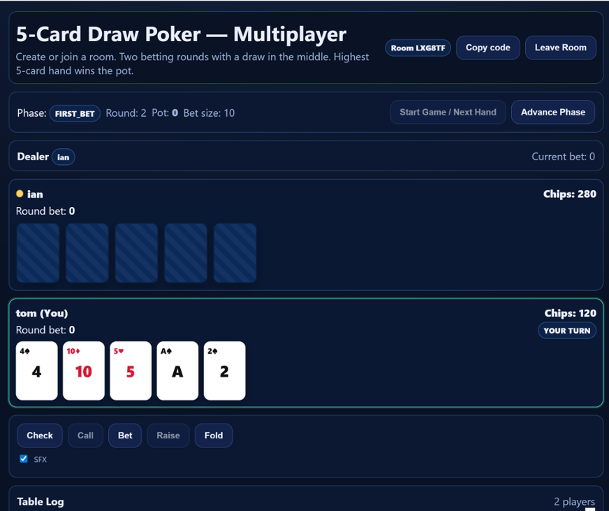 Games like 5-Card Draw Poker