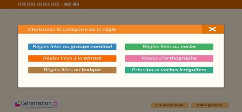 Mémo anglais A2-B1 screenshot