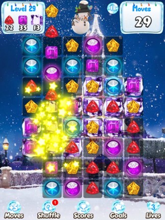 Snowman Games and Christmas Puzzles - Match snow and frozen jewel for this holiday countdown Image