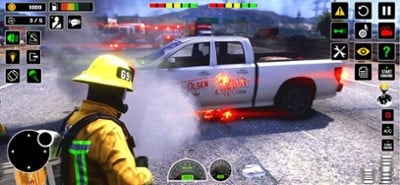 US Firefighter Truck Driving Image