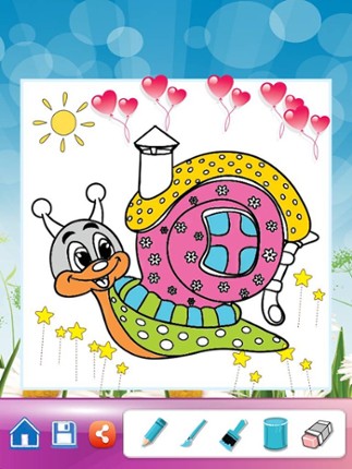 Snail Drawing Coloring Book - Cute Caricature Art Ideas pages for kids screenshot