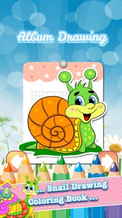 Snail Drawing Coloring Book - Cute Caricature Art Ideas pages for kids screenshot
