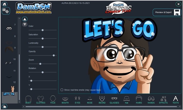 Emotes Creator Tool screenshot