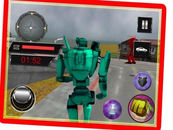 Robot Car Fighting Street 3D Image