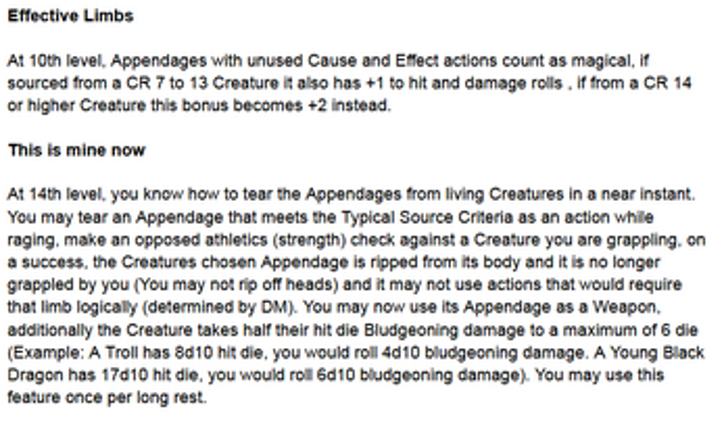 D&D 5E - Barbarian: Bear Hands Subclass screenshot