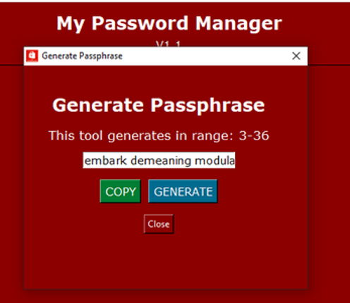 My Password Manager Desktop Application screenshot